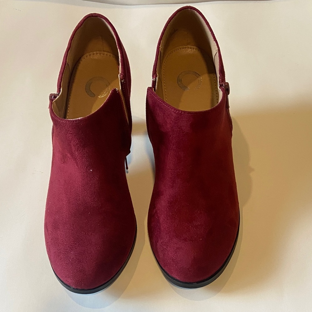 Macy's Deep Red Suede Ankle Booties
